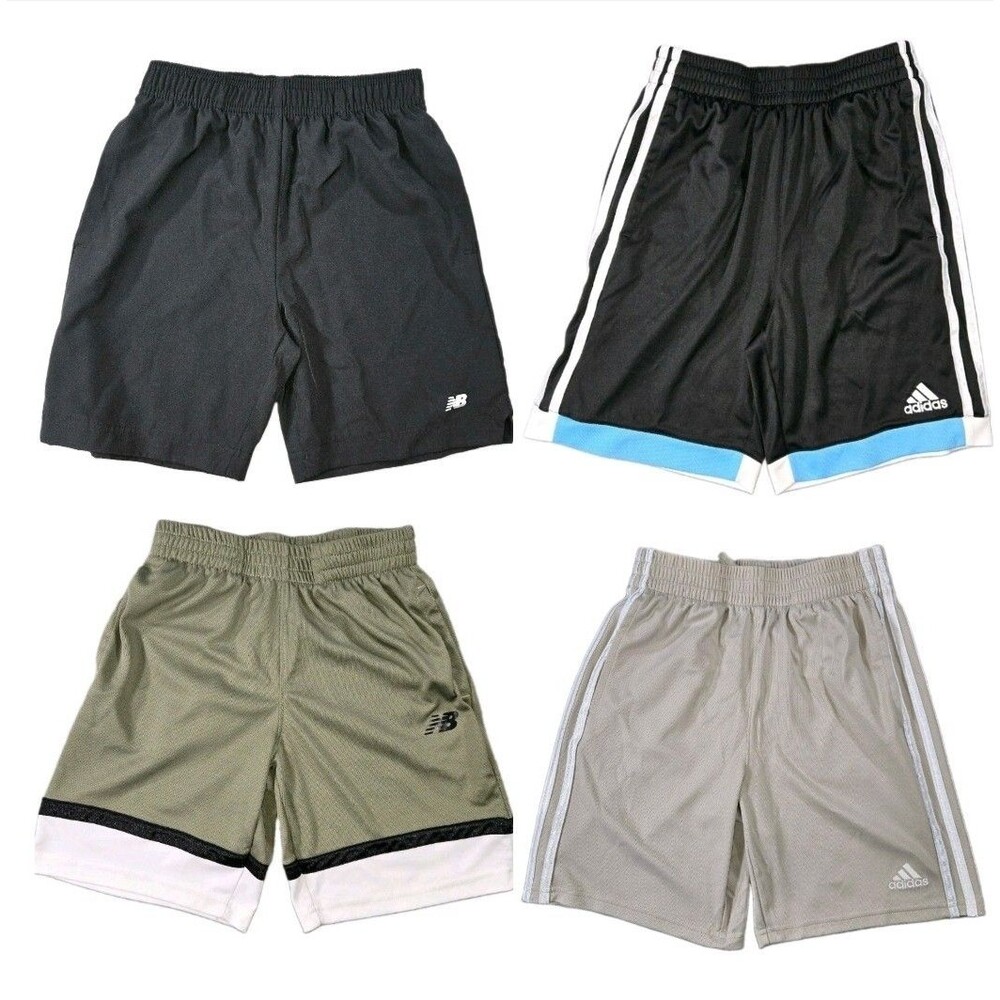 Lot Of 4 Boys Shorts 2 Adidas 2 New Balance Medium 10/12